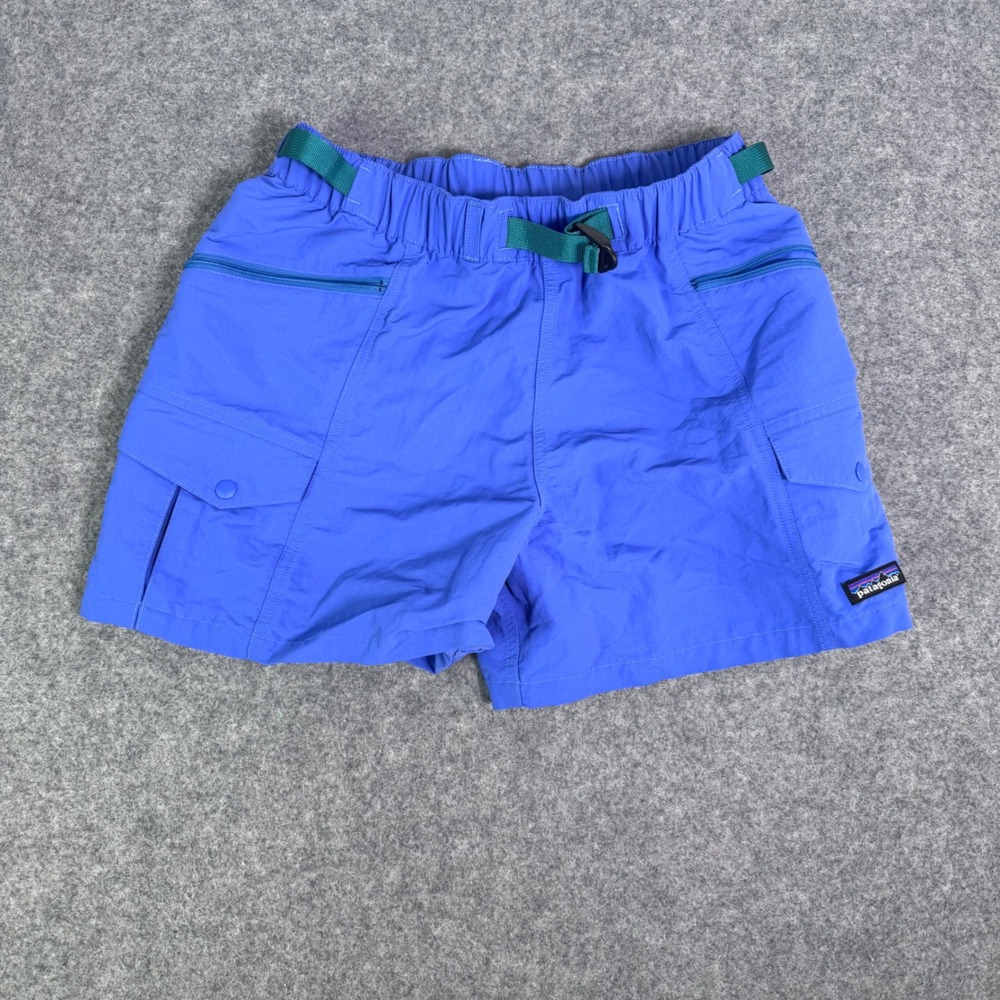 Patagonia Outdoor Everyday Shorts Women Size Small Blue Belted Cargo